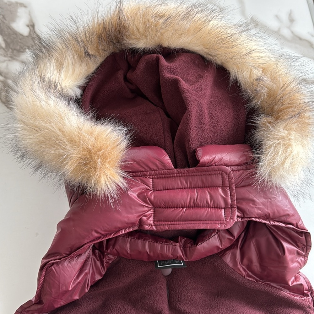 New Pajar Pup Zola dog jacket w/faux fur trimmed hood.  Size XXL. Color Merlot. - Picture 6 of 16